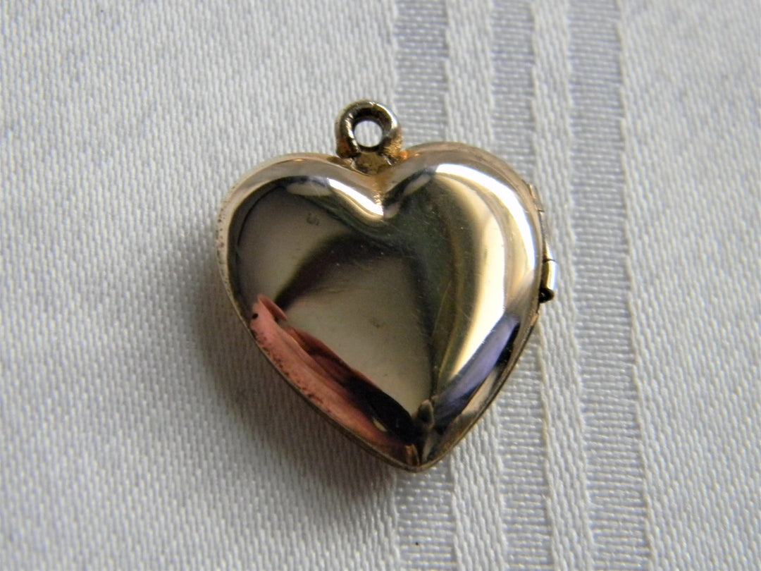 p357 Lovely Heart locket with etched finish - Sterling with 12k gold Plating