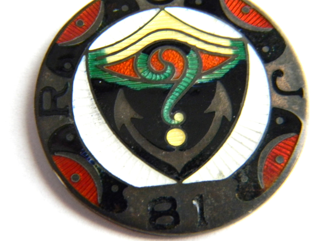 p379 Vintage Sterling Royal Order of Jesters Pendant with Enamel Finish