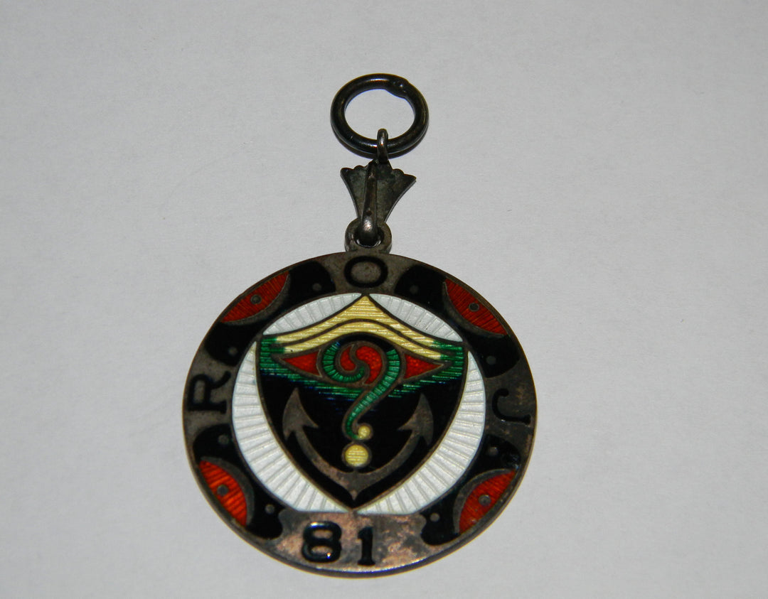 p379 Vintage Sterling Royal Order of Jesters Pendant with Enamel Finish
