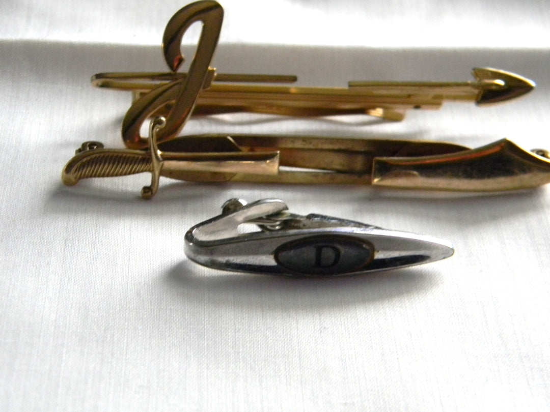 p431 Lot of 3 Vintage Tie Bars Shields, Hickok, Hinson