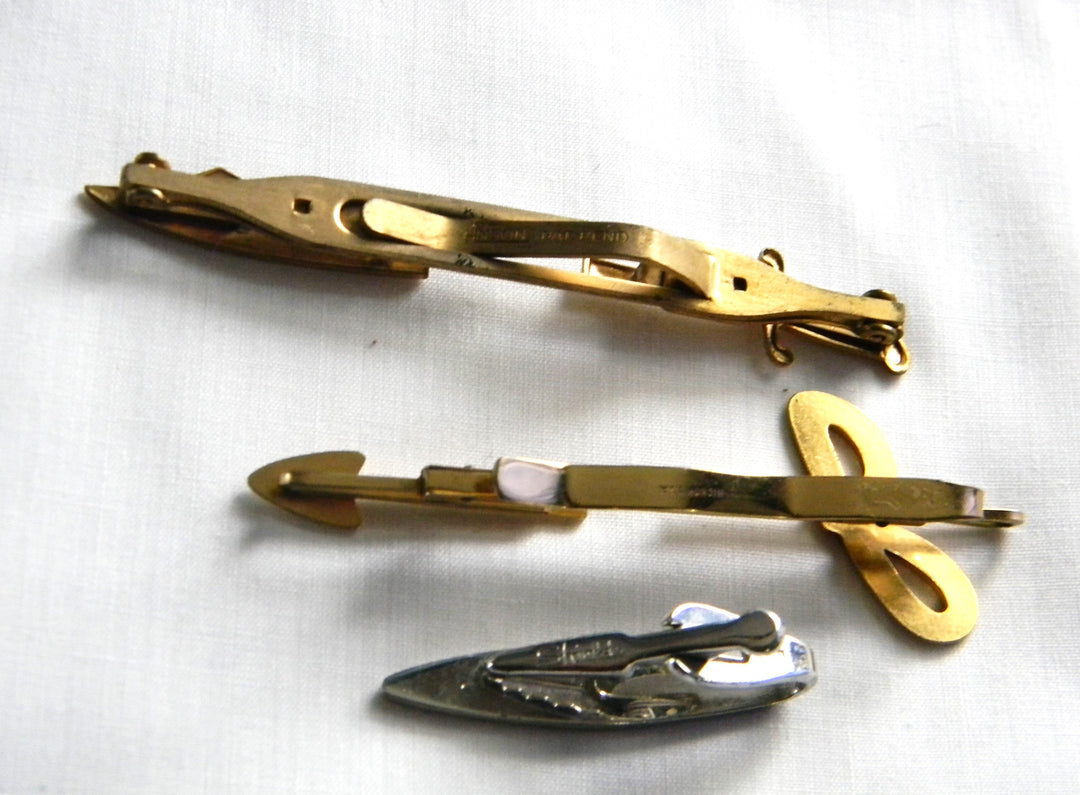p431 Lot of 3 Vintage Tie Bars Shields, Hickok, Hinson