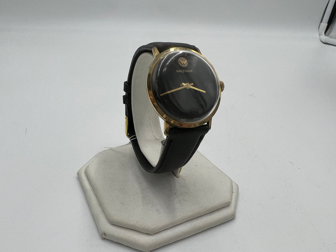 t984 Waltham Black Dial Manual Wind Wrist Watch