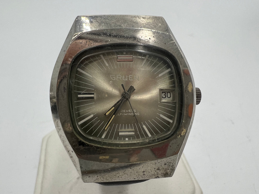 t991 Gruen Self Winding Gray Dial 17 Jewel Wrist Watch