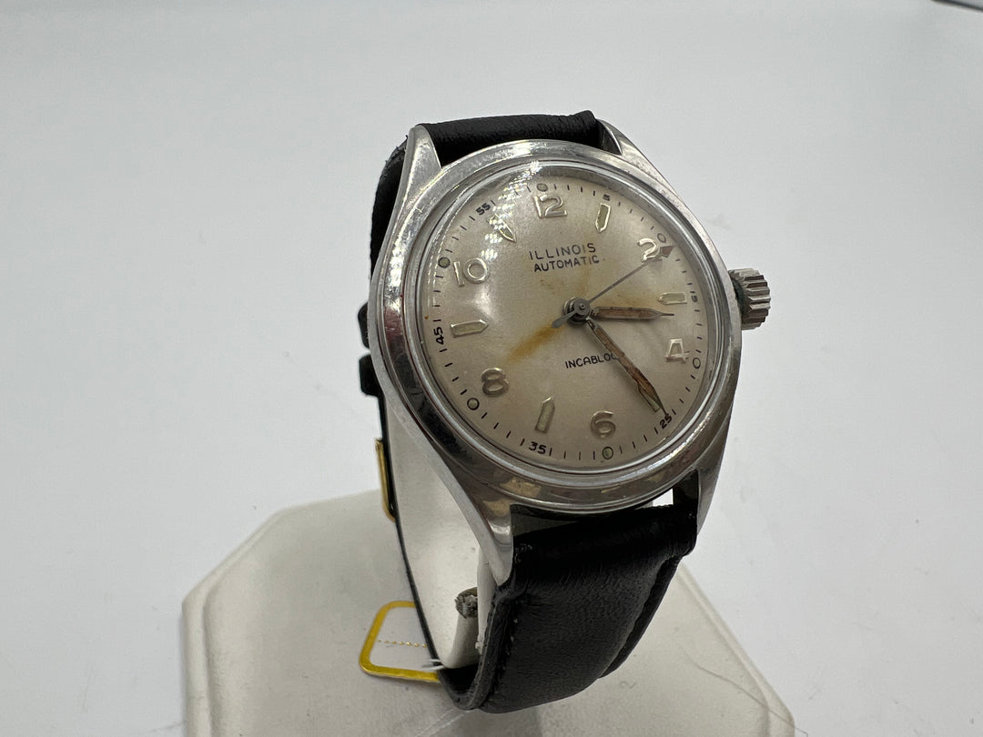 u030 Illinois 1950s Automatic Incabloc Stainless Steel Watch