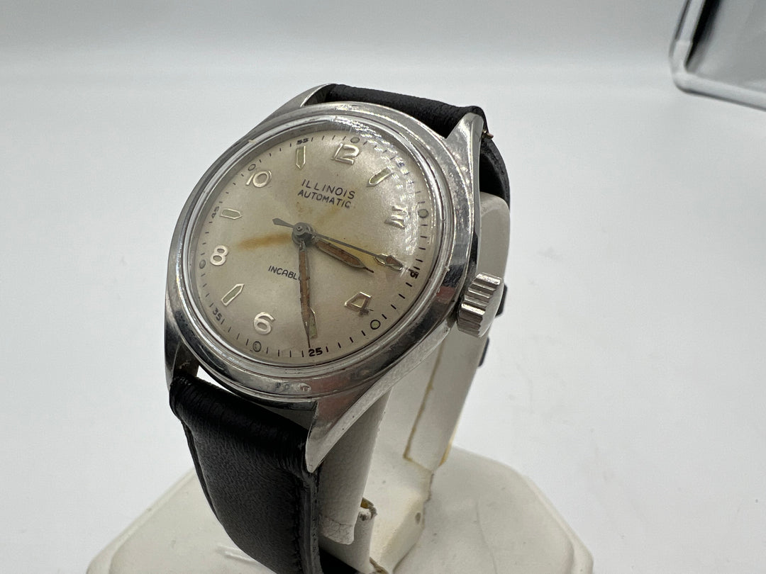 u030 Illinois 1950s Automatic Incabloc Stainless Steel Watch