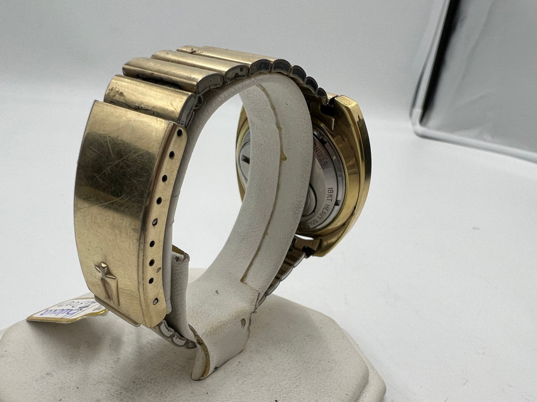 u080 Bulova Accutron Spaceview 38mm Quartz 18kt Heavy Gold Plated