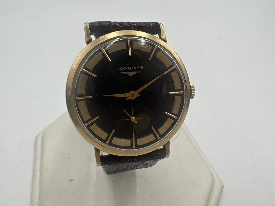 u093 Longines Mechanical Black Dial w/ Gold Tone