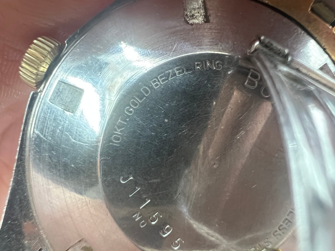 u103 Bulova Oceanographer 333 10k Gold Bezel Automatic