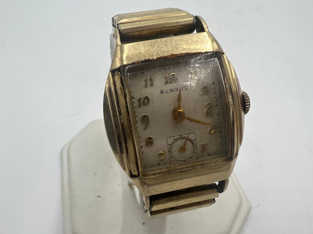 u113 Benrus 1940s 10k Gold Plated Manual Wind Wrist Watch