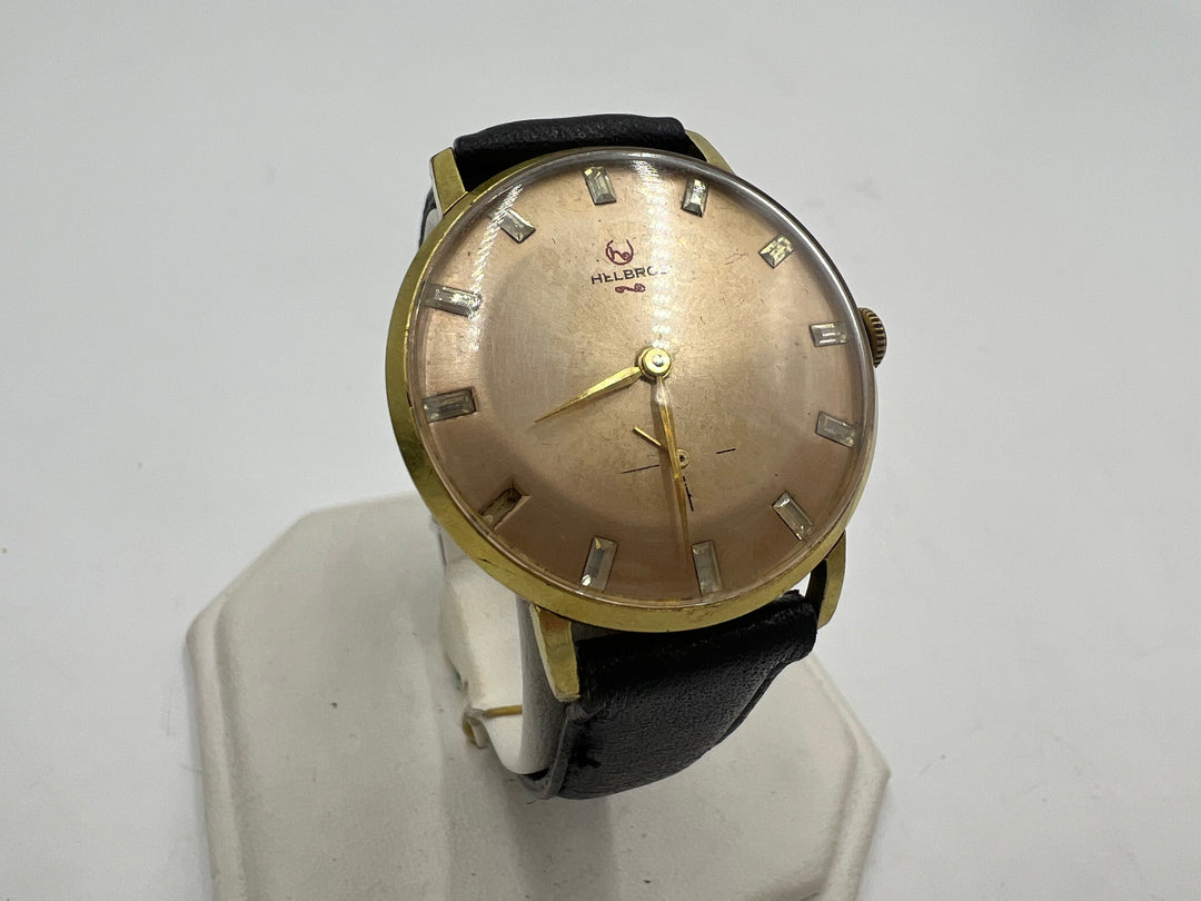 u150 Helbros Cubic Zirconia Dial Gold Plated Bezel Manual Wind