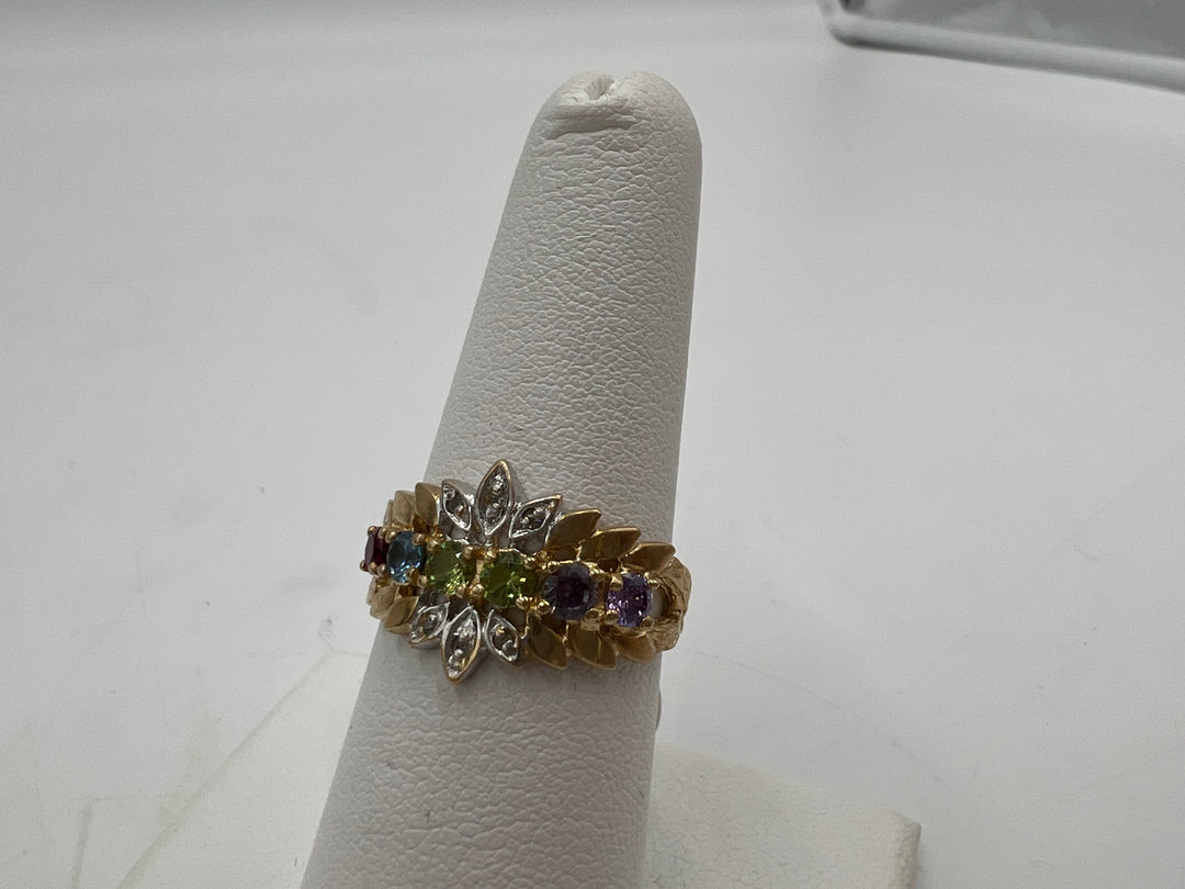 u160 10kt White Yellow Gold Gemstone Ring Size 7.75
