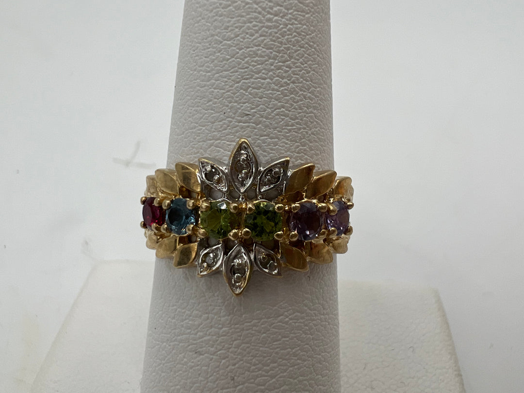 u160 10kt White Yellow Gold Gemstone Ring Size 7.75