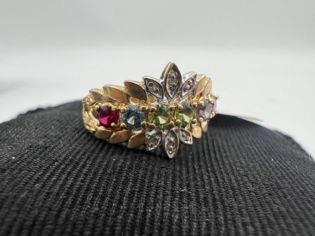 u160 10kt White Yellow Gold Gemstone Ring Size 7.75