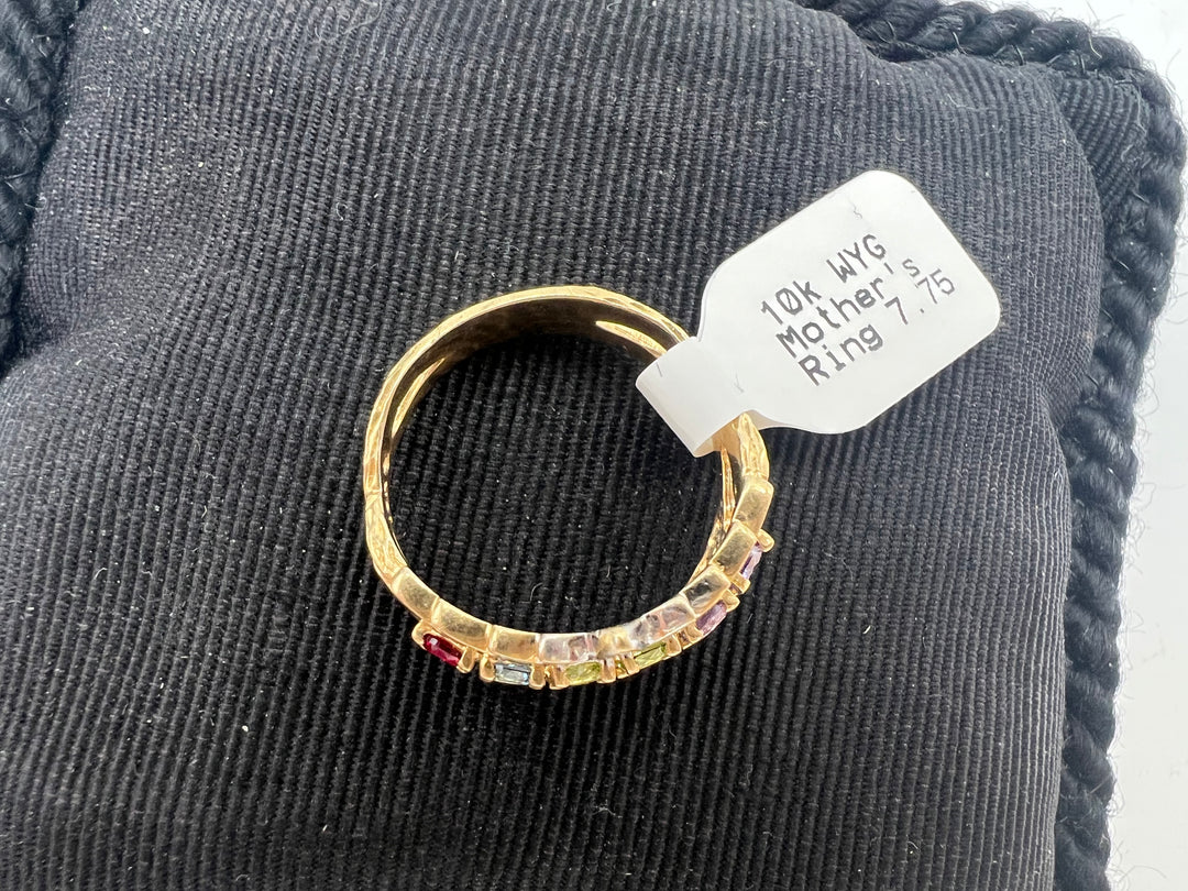 u160 10kt White Yellow Gold Gemstone Ring Size 7.75