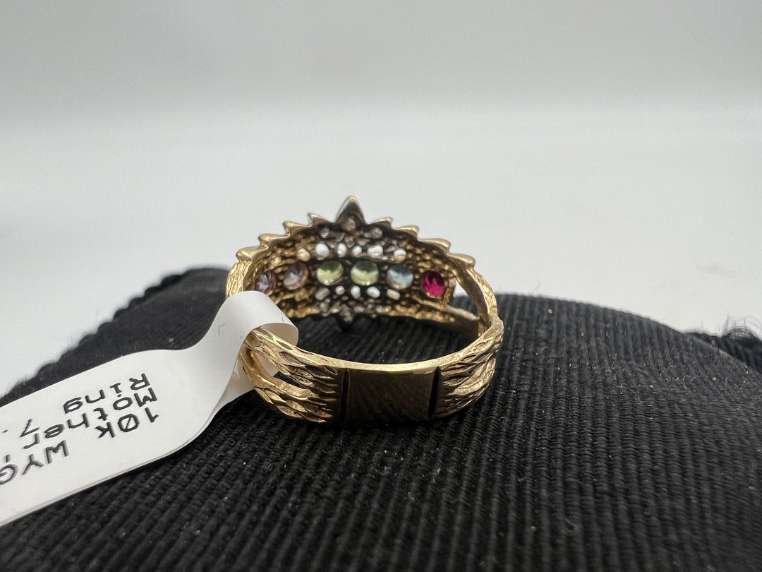 u160 10kt White Yellow Gold Gemstone Ring Size 7.75