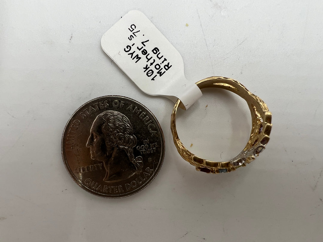 u160 10kt White Yellow Gold Gemstone Ring Size 7.75