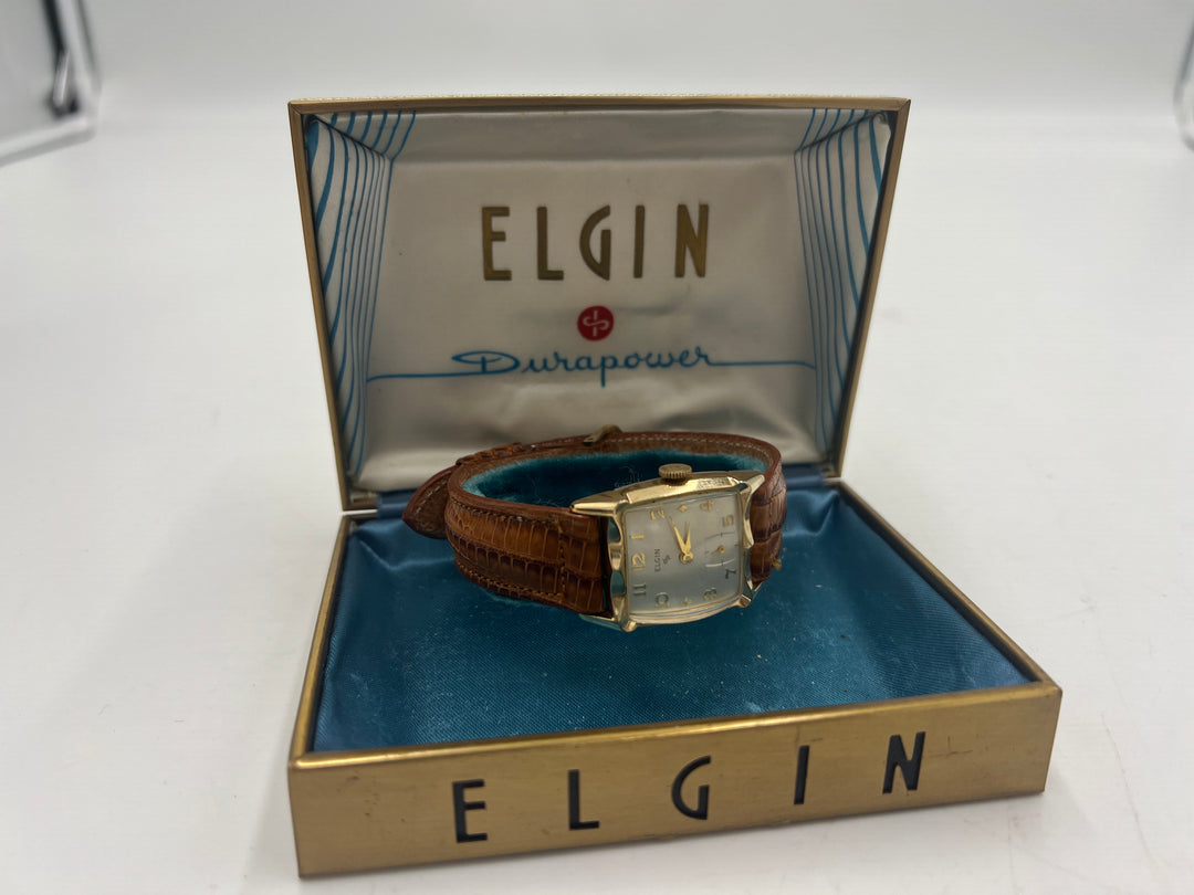u179 Beautiful 1950s Elgin 10k Gold Plated Manual Wind Watch