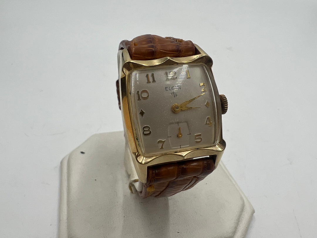 u179 Beautiful 1950s Elgin 10k Gold Plated Manual Wind Watch