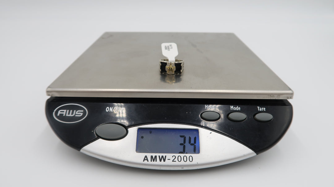 t527 14k Gold Eastern Star Ring Size 51/2,14k Filigree Ring