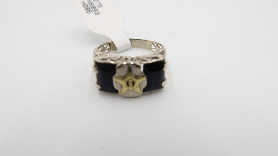 t527 14k Gold Eastern Star Ring Size 51/2,14k Filigree Ring