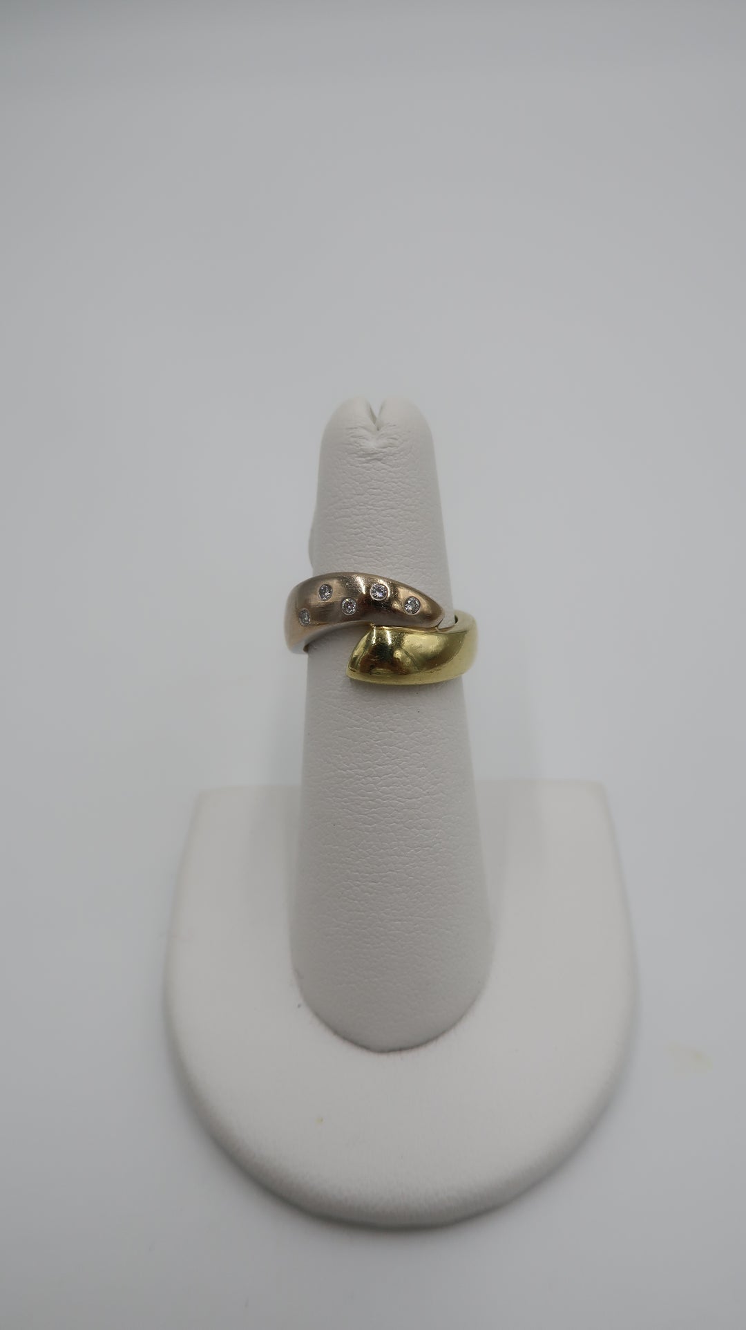 t528 14k White Yellow Gold By-pass Diamond Ring,14k Gold Ring