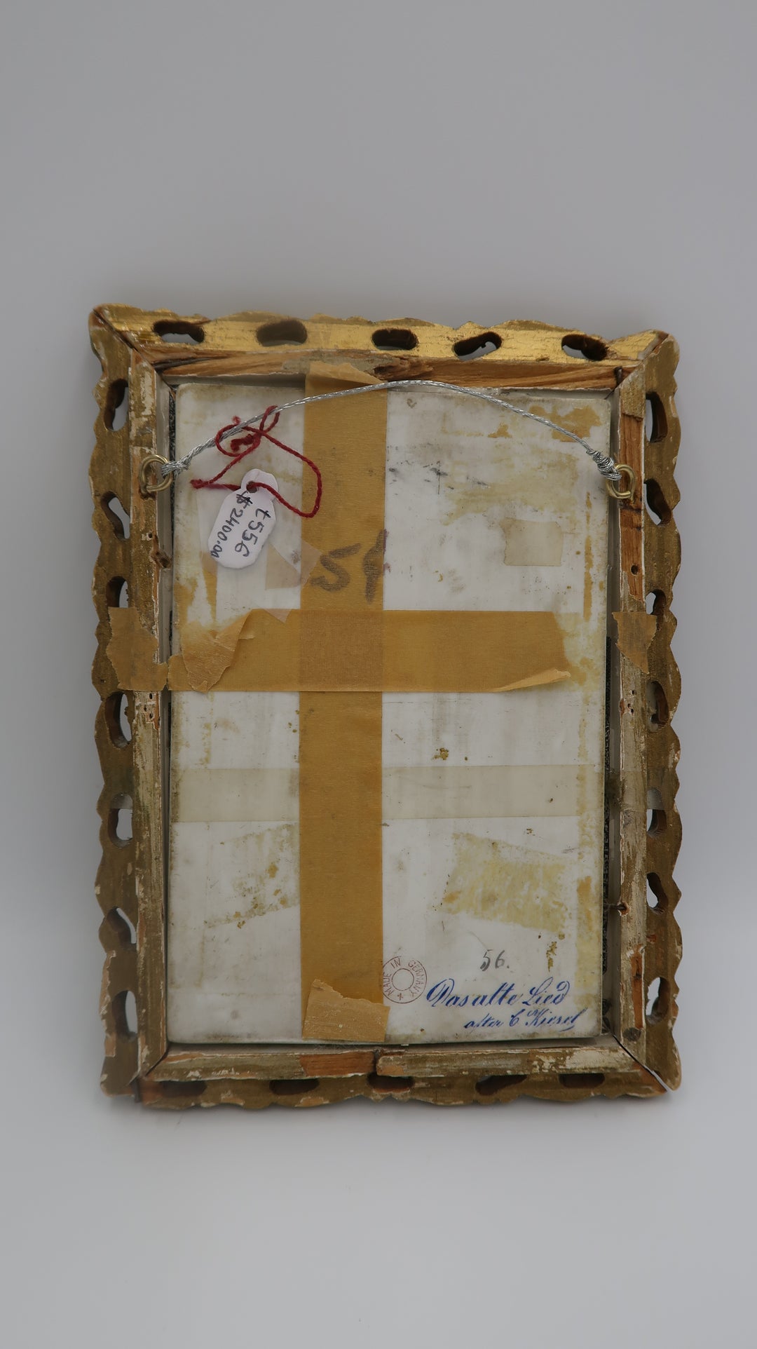 t556 Antique Early 20th Century German Porcelain Plaque Painting, Framed