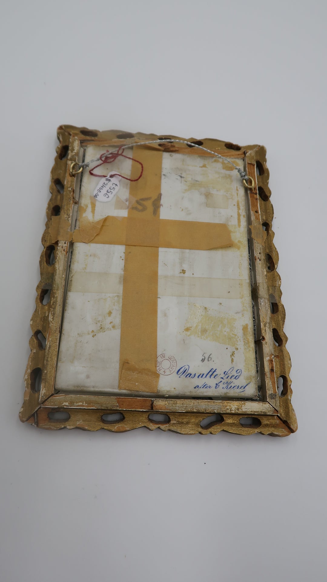 t556 Antique Early 20th Century German Porcelain Plaque Painting, Framed