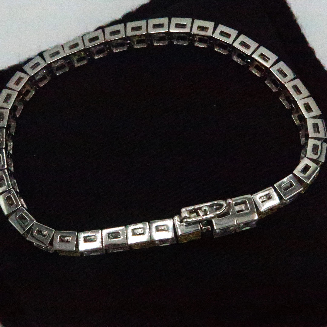 k430 Beautiful Sterling Silver Bracelet with Clear and Amber Glass Stones