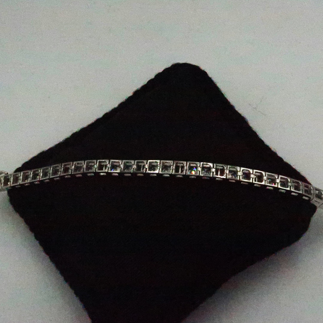 k430 Beautiful Sterling Silver Bracelet with Clear and Amber Glass Stones