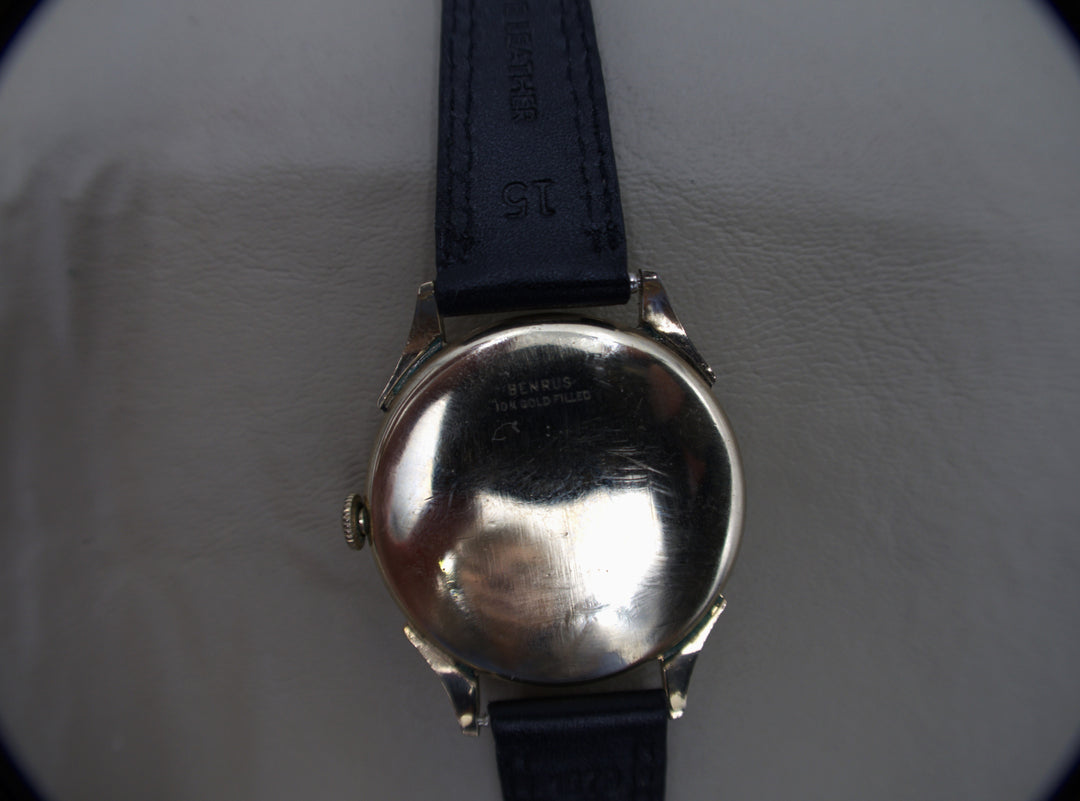 p475 Vintage Benrus 1940's Men's Wrist Watch in 10k Gold Filled