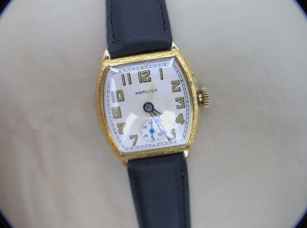 p477 Vintage Hamilton 1930's Men's Wrist Watch in 14k Gold Filled