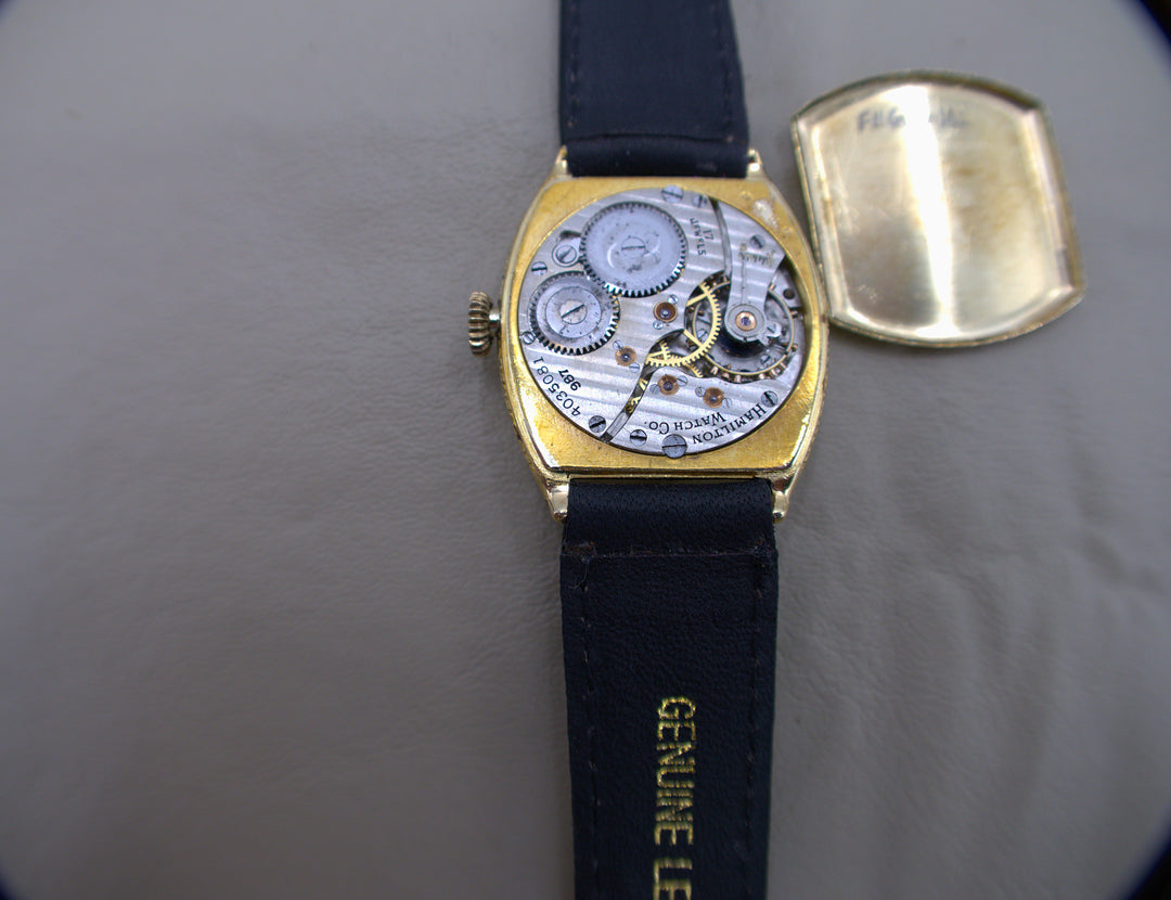 p477 Vintage Hamilton 1930's Men's Wrist Watch in 14k Gold Filled