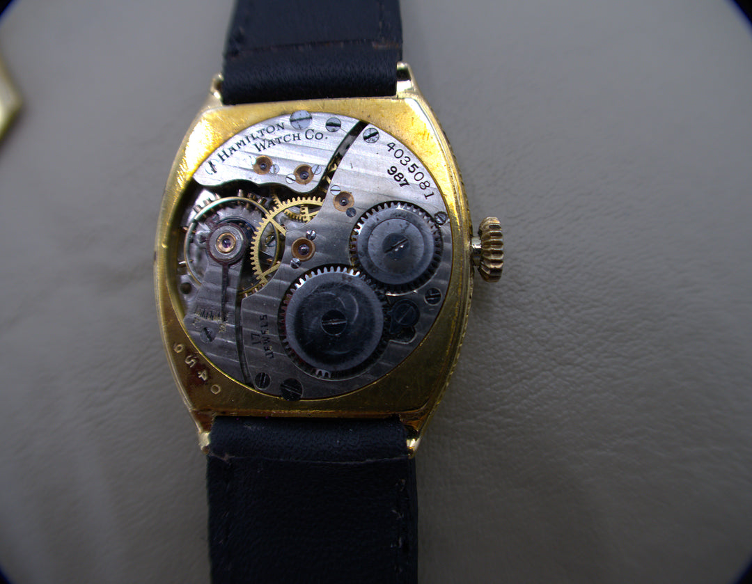 p477 Vintage Hamilton 1930's Men's Wrist Watch in 14k Gold Filled