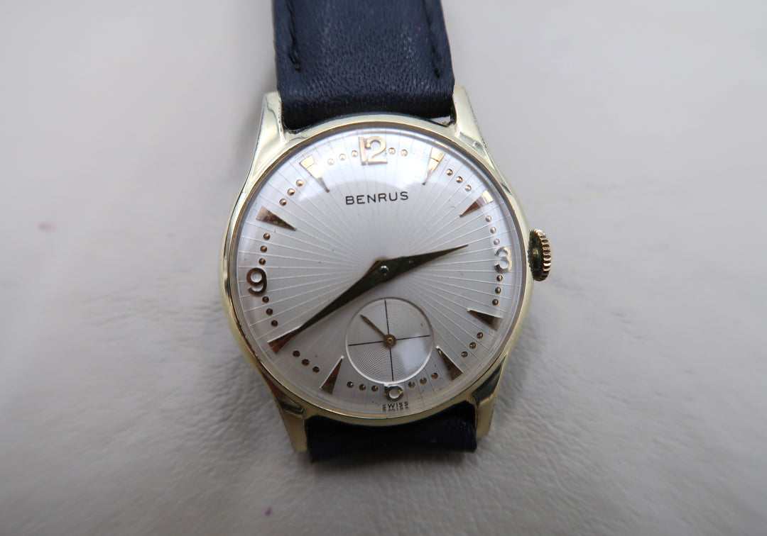 p479 Nice Vintage Benrus 1950's 17J Mechanical Wrist Watch