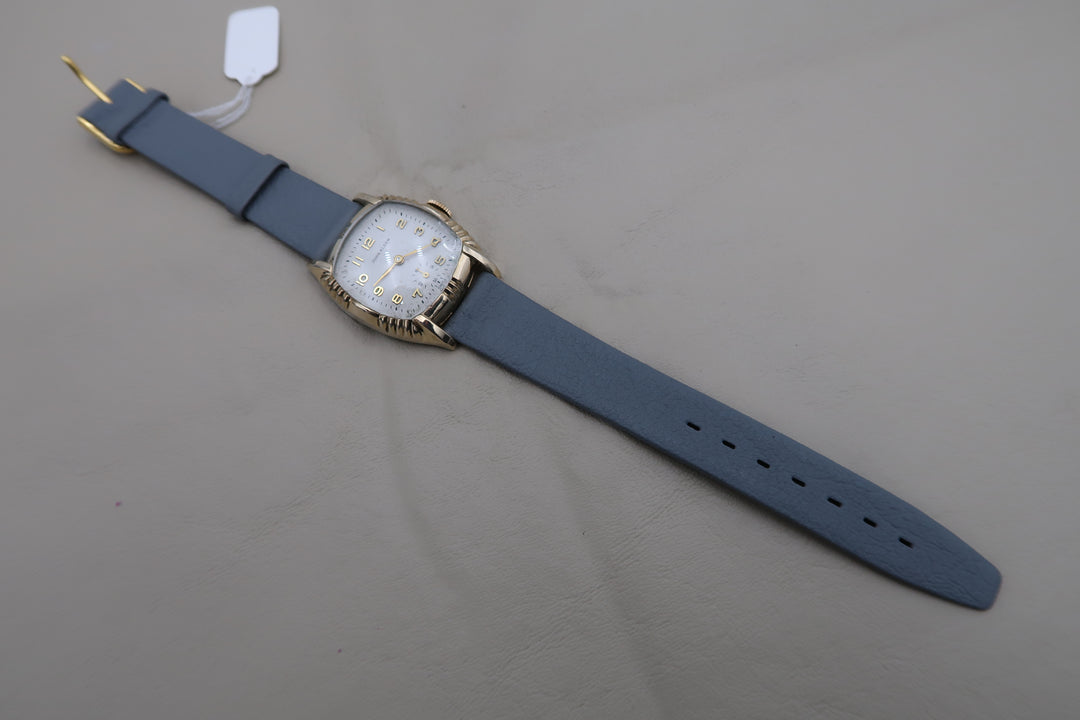 p481 Vintage 1950's John Alden Mechanical Watch in RGP Leather Band