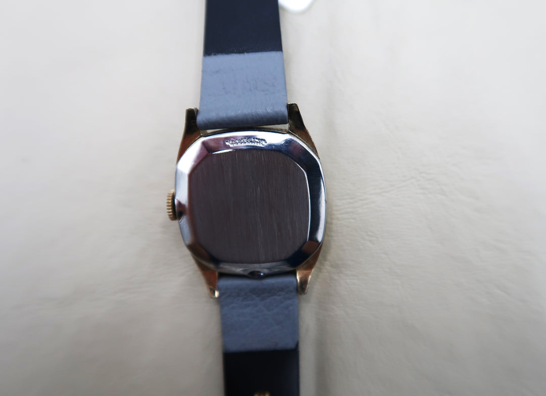 p481 Vintage 1950's John Alden Mechanical Watch in RGP Leather Band