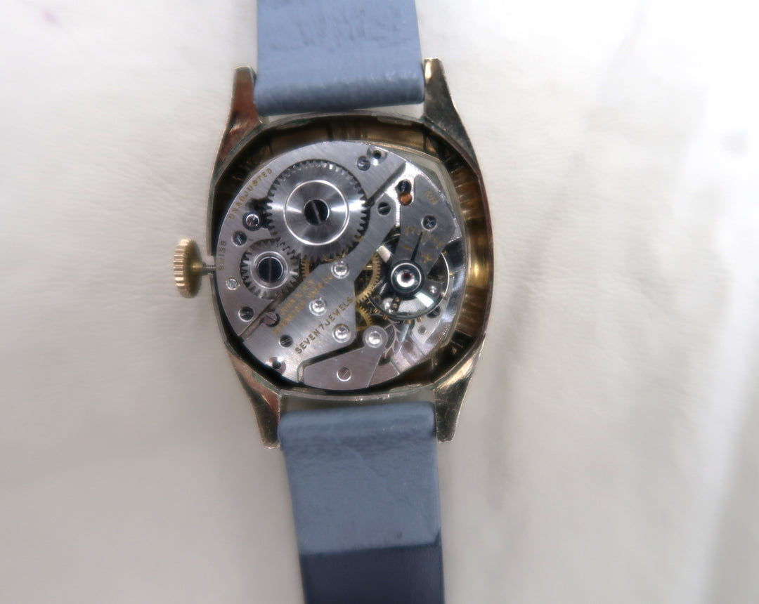 p481 Vintage 1950's John Alden Mechanical Watch in RGP Leather Band