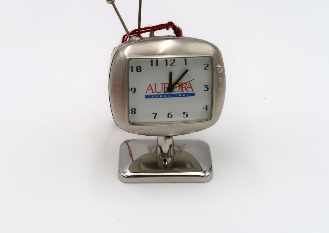 p489 Cute Television with Rabbit Ears Miniature Advertising Clock
