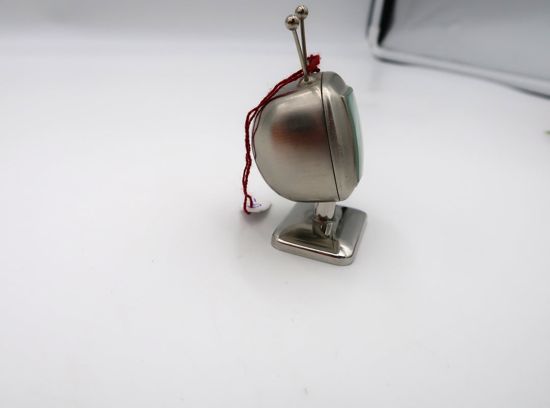 p489 Cute Television with Rabbit Ears Miniature Advertising Clock