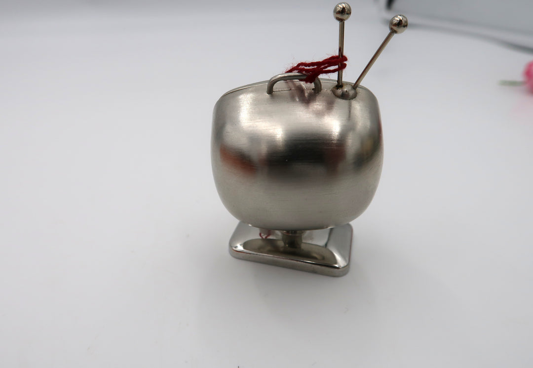 p489 Cute Television with Rabbit Ears Miniature Advertising Clock