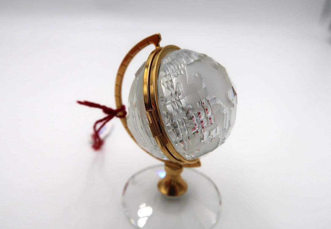 p488 Unique Swarovski Quartz Desk Clock or Miniature clock of Glass Globe
