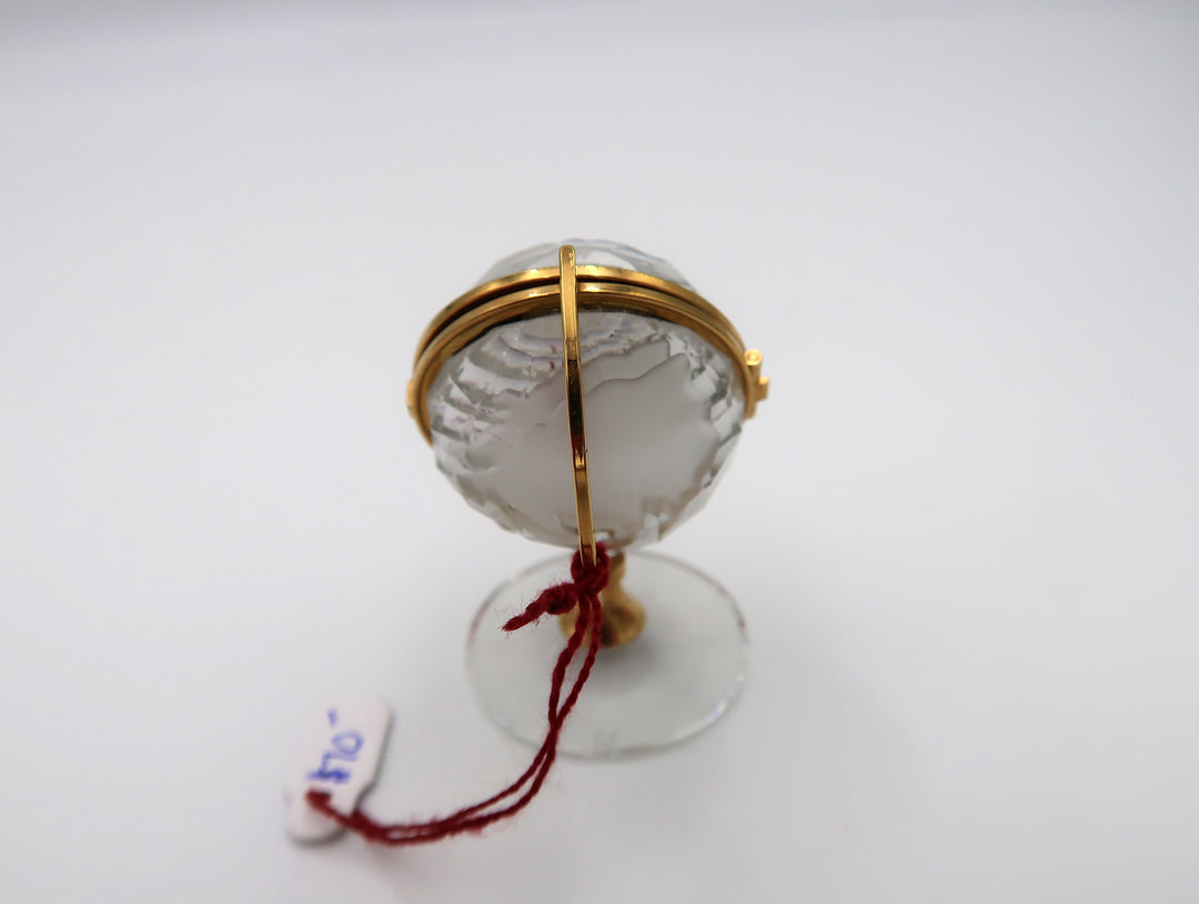 p488 Unique Swarovski Quartz Desk Clock or Miniature clock of Glass Globe