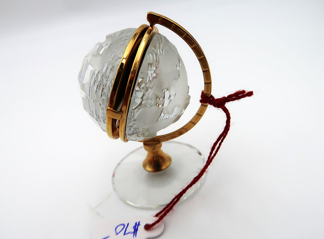 p488 Unique Swarovski Quartz Desk Clock or Miniature clock of Glass Globe