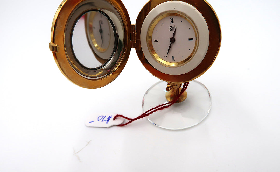 p488 Unique Swarovski Quartz Desk Clock or Miniature clock of Glass Globe
