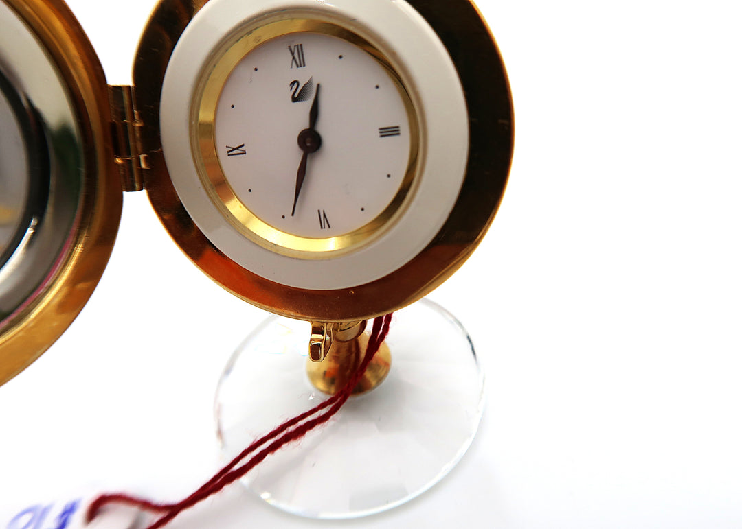 p488 Unique Swarovski Quartz Desk Clock or Miniature clock of Glass Globe
