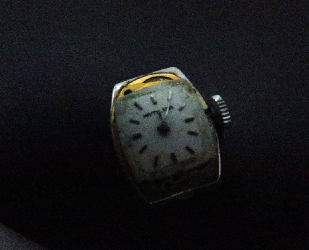 p499 Vintage Ladies Hamilton 14k White Gold Diamond Wristwatch