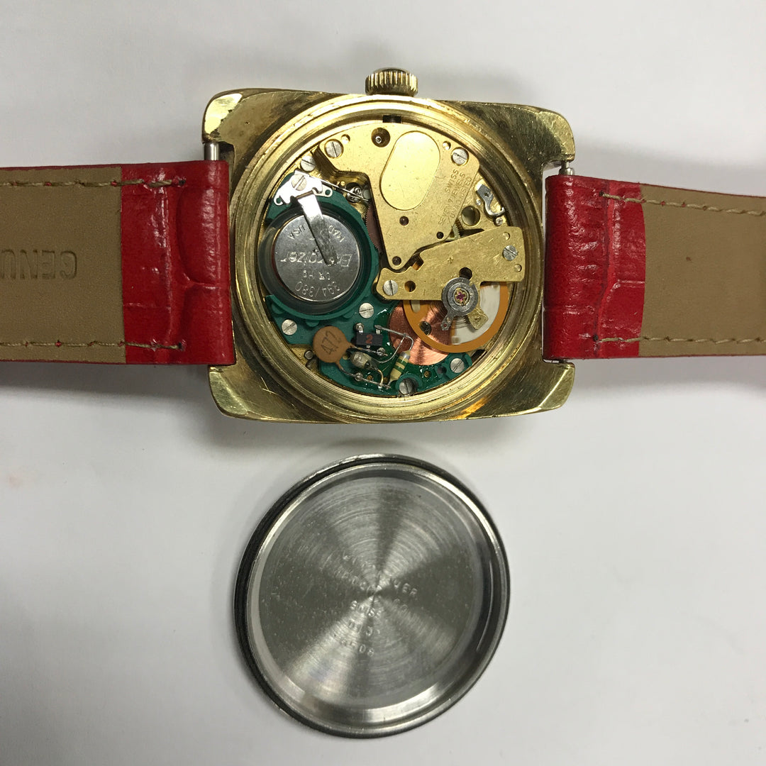 a612 Unique Wittnauer Watch with Red Genuine Leather Band