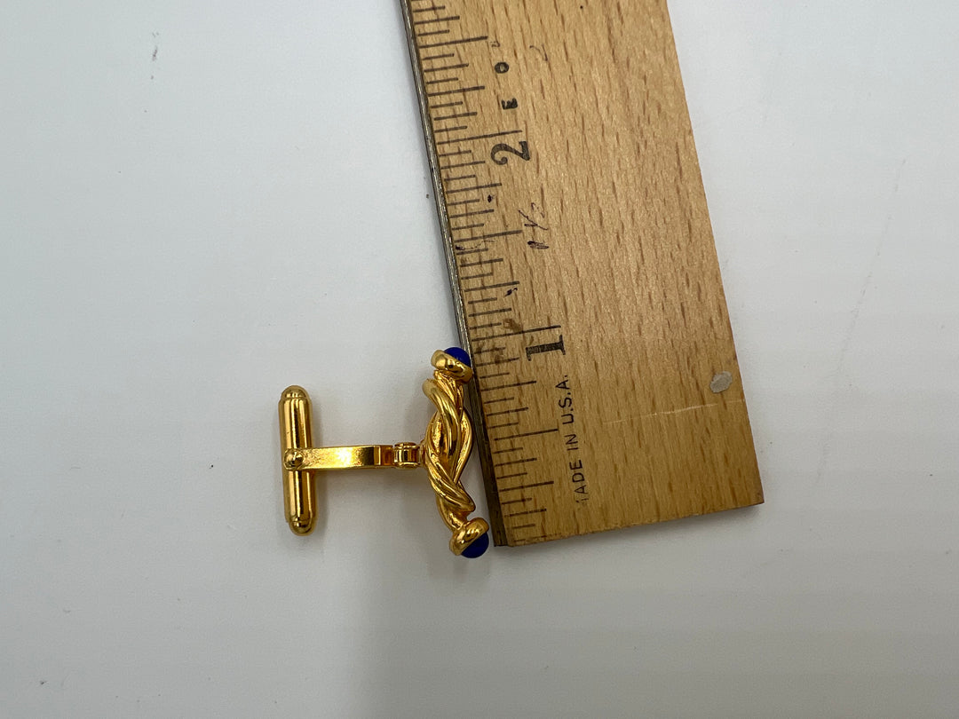 t680 J.J. Weston Antique Gold Plated and Blue Cufflinks