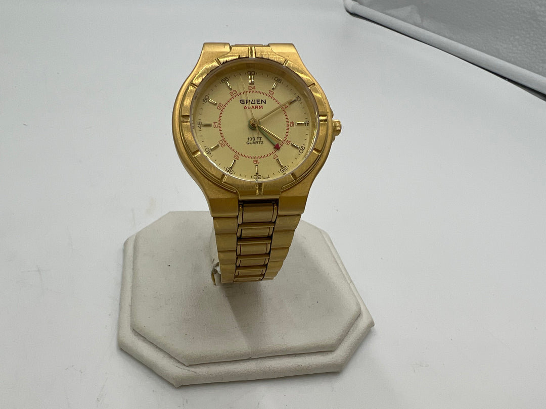t693 Vintage Gruen Gold Tone Quartz Men's Watch