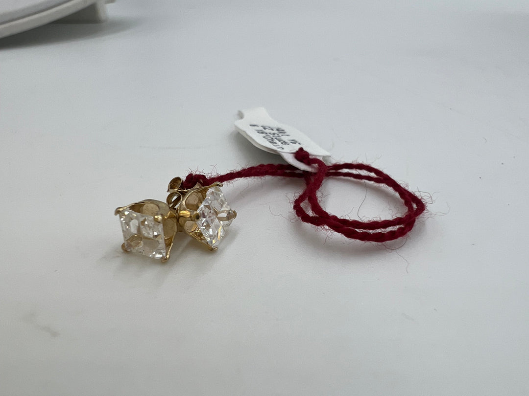 t701 14kt Yellow Gold CZ Studs and CZ Necklace Set